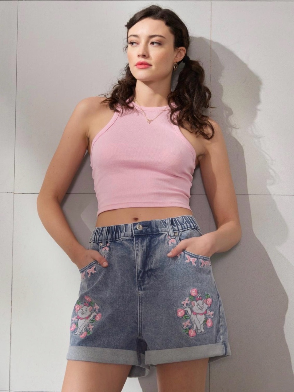 Marie Aristocats Embroidered Denim Shorts - Boxlunch Exclusive